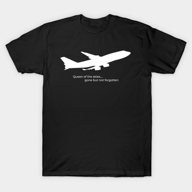 Boeing 747 Queen of the Skies large logo white T-Shirt by skippyscage